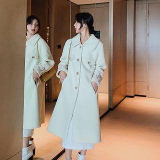 Collared Single-breasted Midi Fleece Coat