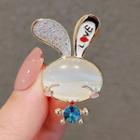 Rabbit Faux Crystal Alloy Brooch Ly794 - Gold & Milky White & Blue - One Size