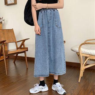 High-waist Split Denim Skirt