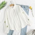 Ruffle Trim Collar Embroidered Blouse