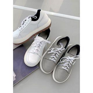 Lace-up Cowhide Platform Sneakers
