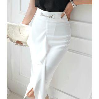 Horsebit Drape H-line Skirt