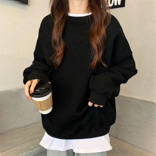 Drop-shoulder Sweatshirt / Long-sleeve Plain T-shirt (various Designs)