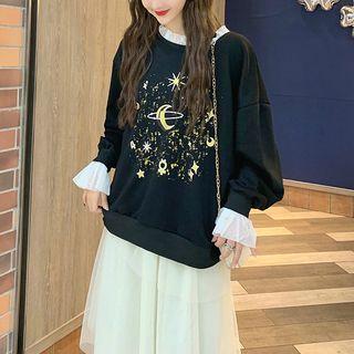 Embellished Sweatshirt / Overlay Skirt / Set