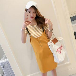 Nursery Set: Striped Zip T-shirt + Jumper Dress