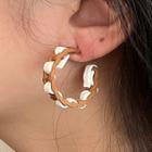 Hoop Earring 2855a - 1 Pair - Silver Needle - Coffee & White - One Size