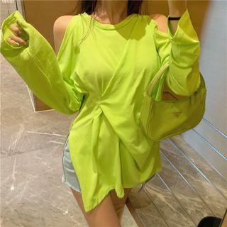 Plain Cold Shoulder Oversize T-shirt