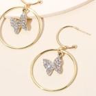 Butterfly Hoop Earring 1 Pair - Gold - One Size