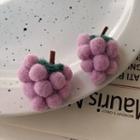 Sterling Silver Grape Stud Earring 1 Pair - Purple - One Size