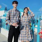 Couple-matching Long-sleeve Plaid Shirt / Midi A-line Dress