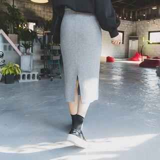 Slit-hem Long Knit Skirt