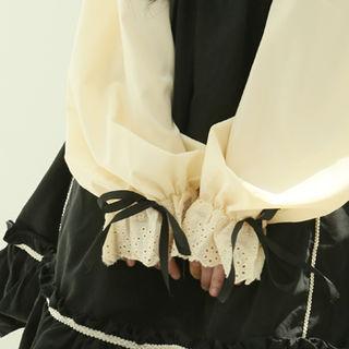 High-neck Pintuck Blouse Yellow - One Size