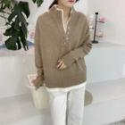 Mock Two-piece Henley Sweater