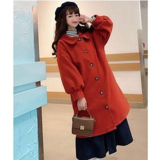 Lantern-sleeve Single-breasted Midi Coat