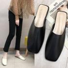 Faux Leather Square-neck Mules