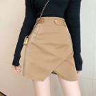 High-waist Asymmetrical Hem Mini Skirt