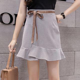 Ruffle Trim Fitted Skirt
