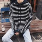 Hooded Stripe Patched Sweater