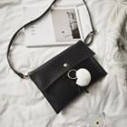 Pompom Embossed Faux Leather Crossbody Bag