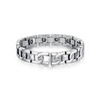 Simple And Fashion Geometric 316l Stainless Steel Bracelet With Cubic Zirconia For Men Silver - One Size