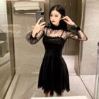Lace Top + Velvet Dress
