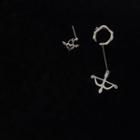 Chained Ear Cuff / Heart Drop Earring 1 Pair - Heart & Bow And Arrow - Silver - One Size