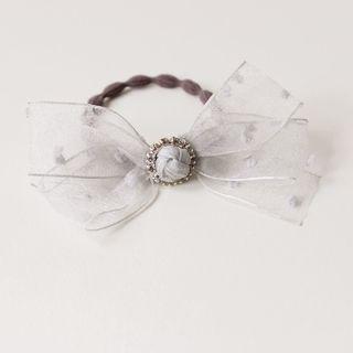 Rhinestone Mesh Bow Hair Tie