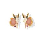 Fashion Simple Plated Gold Enamel Flower Fairy Pink Cubic Zirconia Stud Earrings Golden - One Size