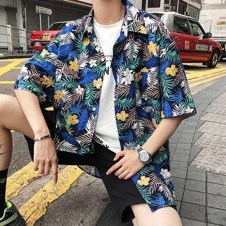 Couple Matching Elbow-sleeve Floral Shirt