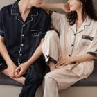 Couple Matching Loungewear Set : Lettering Short-sleeve Top + Pants