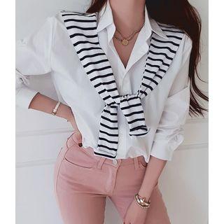 Striped Shawl Cotton Shirt