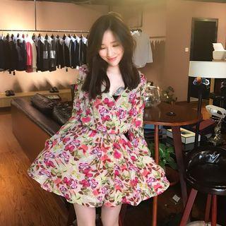 Butterfly Print A-line Chiffon Dress