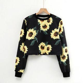 Floral Print Crop Sweatshirt