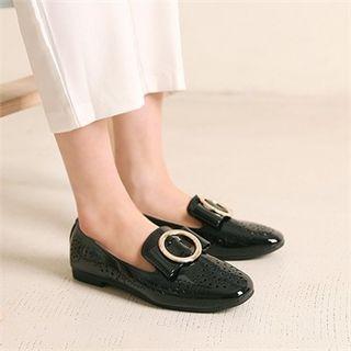 Ring-accent Perforated Patent Loafers