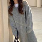 Midi Knit Hoodie Dress Gray - One Size