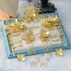 Set Of 8: Beaded Clip-on Earring + Flower Headpiece Set Of 8 - Gold - One Size