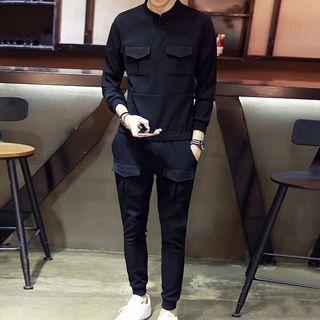 Set: Pocket-detail Sweatshirt + Jogger Pants