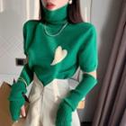 Short-sleeve Turtleneck Knit Top / Shorts