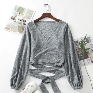 V Neck Dolman Sleeve Top With Tie-strap