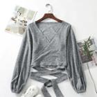 V Neck Dolman Sleeve Top With Tie-strap