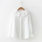 Embroidered Double Collar Blouse White - One Size