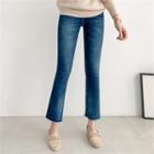 Fray-hem Striaght-cut Jeans