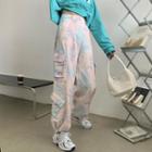 High-waist Pocketed Tie-dye Cargo Pants