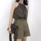 Halter Crinkled Top / Wide-leg Shorts
