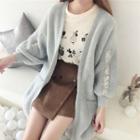 Long Open-front Sequined Knit Jacket