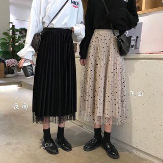 High-waist Polka Dot Pleated Skirt