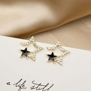 Star Rhinestone Earring 1 Pair - E3411 - Black - One Size