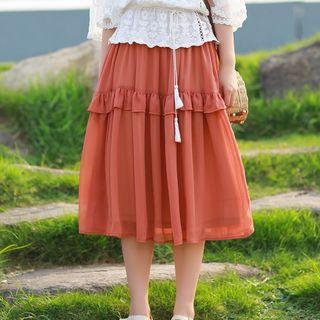 A-line Midi Skirt Rust Red - One Size