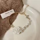 Flower Faux Pearl Bracelet 4513 - White - One Size