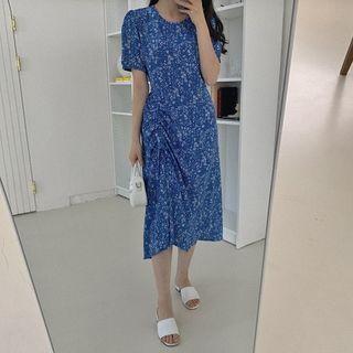 Ruched Floral Long Dress